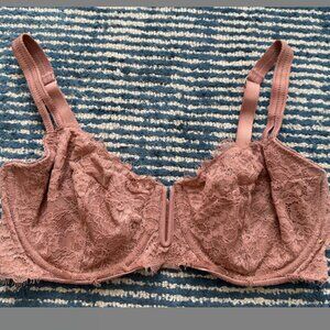 Mauve Sheer Unlined Underwire Lace Bra 36DD